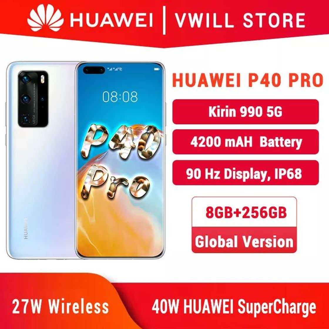 Fashion Versión Global Huawei P40 Pro 5G teléfono móvil