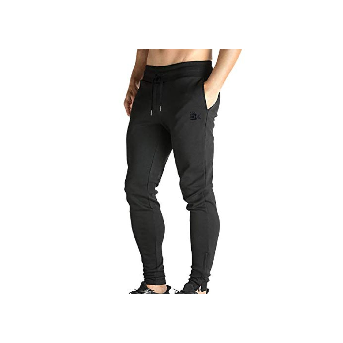 Moda Broki - Pantalones de chándal ajustados con cremallera para hombre, pantalones deportivos