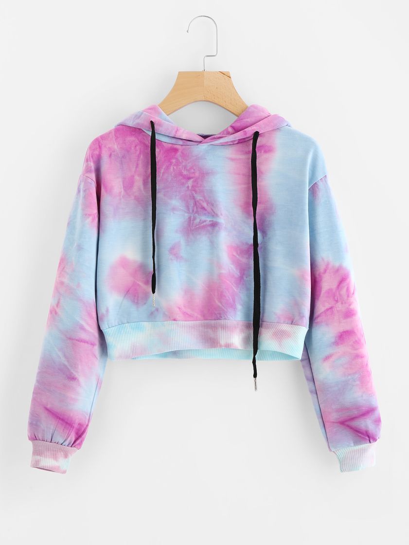 Social Color Tie Dye Sudaderas Tumblr Cortas con Capucha para Mujer Chica Adolescente