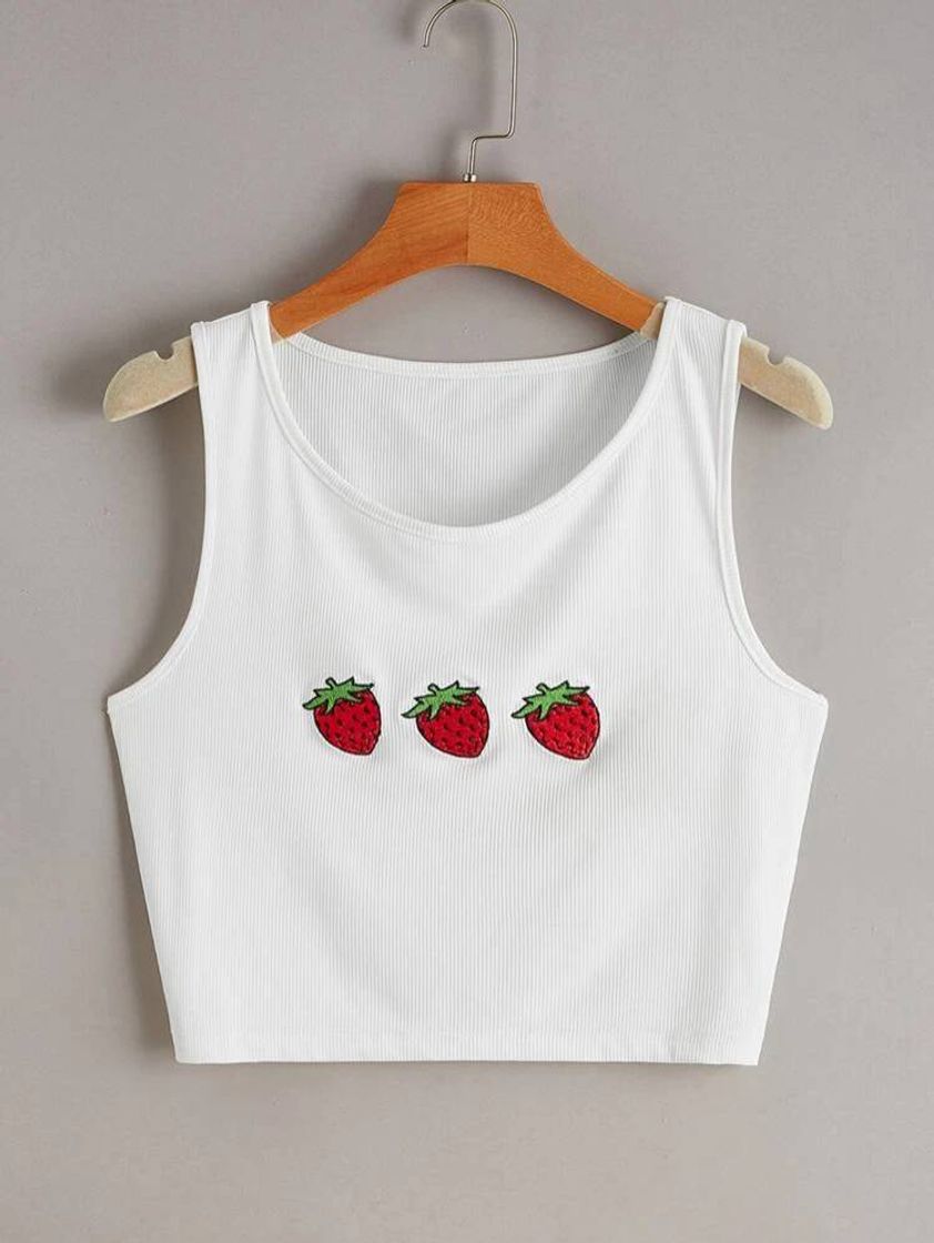 Fashion Camiseta Superdimensionada Com Bordados De Morango

