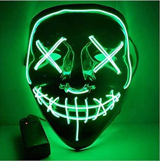 CompraFun Máscara LED Halloween, Máscara Disfraz Luminosa Craneo Esqueleto, para Navidad Halloween