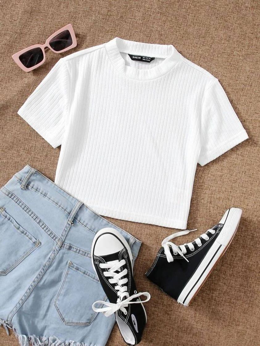 Fashion  Malhado Simples Ocasional Camiseta

