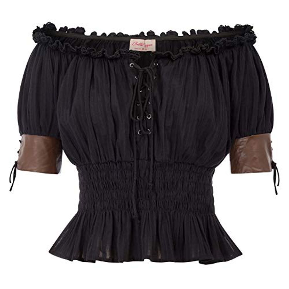 Fashion Belle Poque Mujer Tops Steampunk Moda Victoriano Gótico sin Hombro Sexy Delgado Negro S