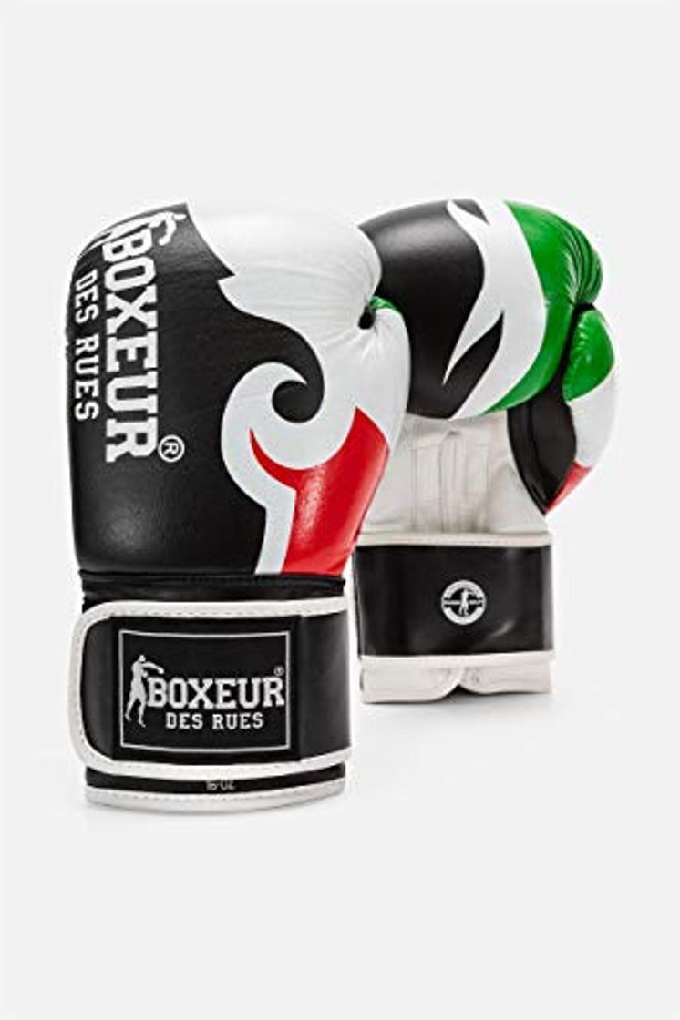 Fashion BOXEUR DES RUES - Boxing Gloves In Black Leather With Tribal Print