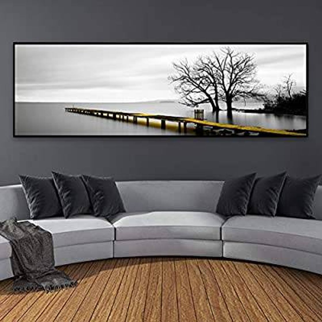 Product Mural Paisaje Puente Escena Blanco y Negro Lienzo Pinturas 