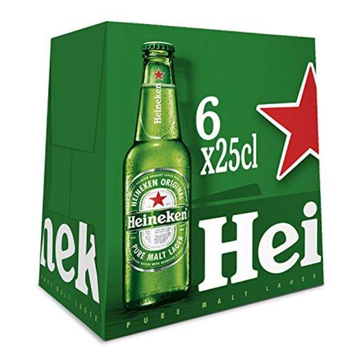 Heineken Cerveza - Pack de 6 Botellas x 250 ml