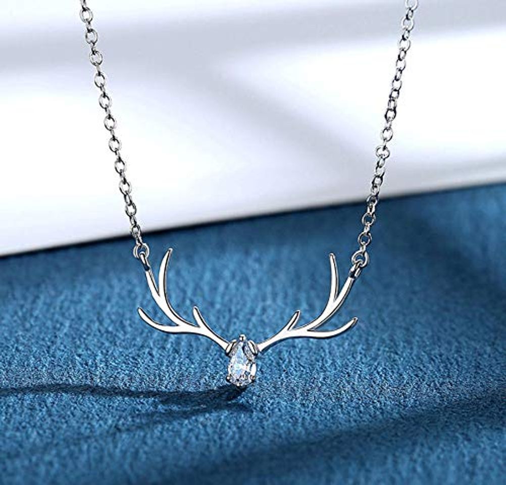 Fashion QERTYU Todo el Camino venado Tiene Collar de Mujer 925 Colgante de Plata esterlina Simple Cadena de clavícula de Moda Regalo de cumpleaños