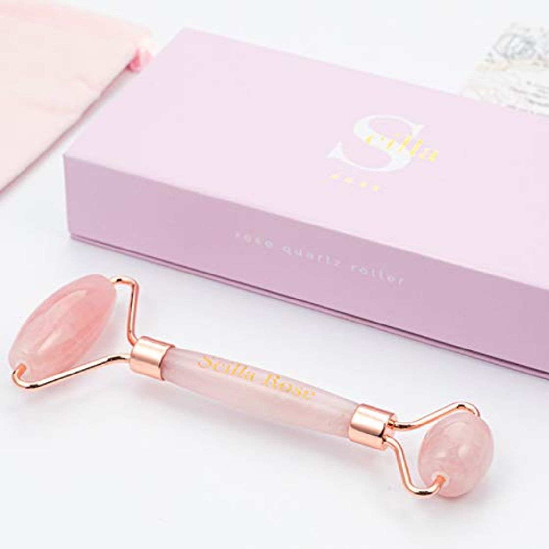 Social Jade Face Roller Rose Quartz 100% Superior y natural para tonificación facial