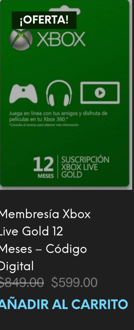 Videojuegos MEMBRECIA XBOX LIVE 12 MESES