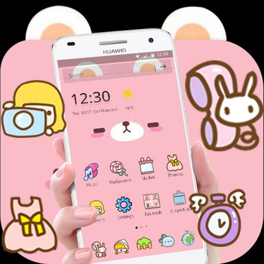 Pink Cute Cartoon Bear Theme - Apps on Google Play