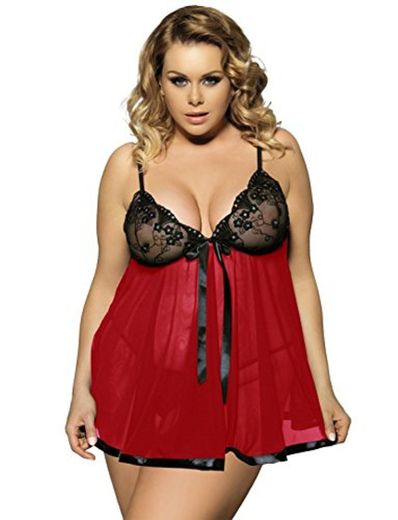 Yummy Bee Lencería Babydoll Conjunto Ropa Dormir Ropa Interior Encaje Camisón Talla