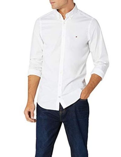 Tommy Hilfiger Core Stretch Slim Poplin Shirt Camisa, Blanco