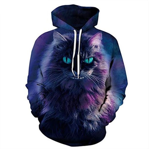 ZQWY Sudaderas con Capucha con Estampado de Gato de Cheshire Sudadera con Capucha Sudaderas con Capucha Sueltas 3D Sudaderas con Capucha Finas Moleton Feminino