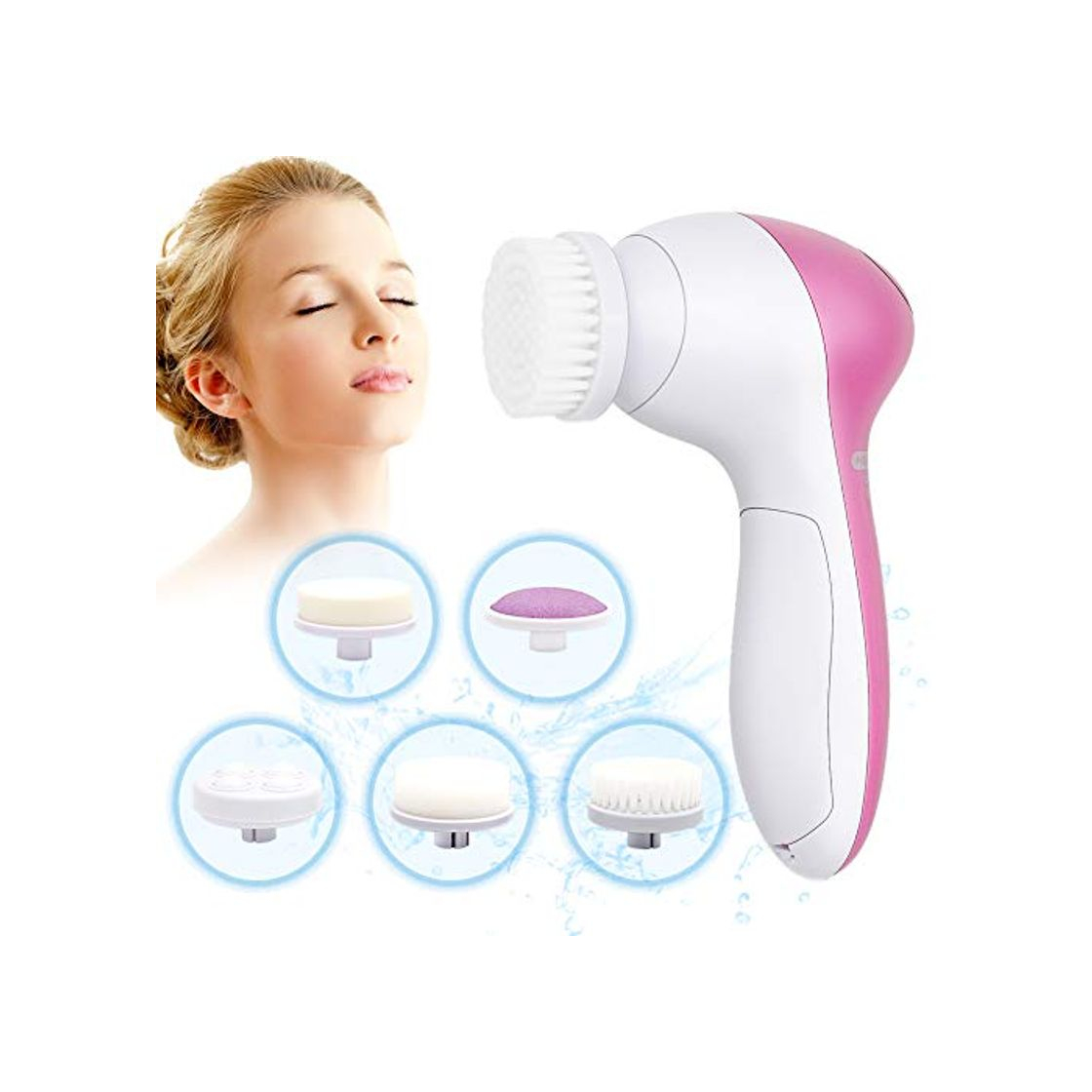 Social Cepillo de limpieza facial 5 en 1 masajeador facial eléctrico