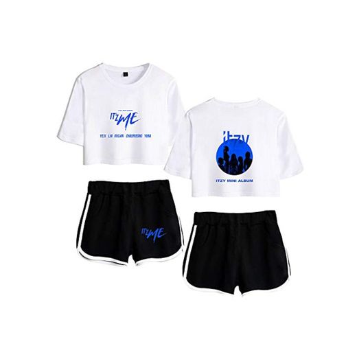 ITZY Conjuntos Deportivos para Mujer Chándales Deportiva Camiseta y Pantalones Crop Top