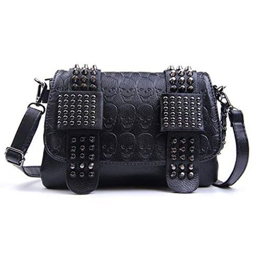 EVEOUT Bolso Bandolera Estampado de Calaveras Punk para Mujer Bolso de Hombro