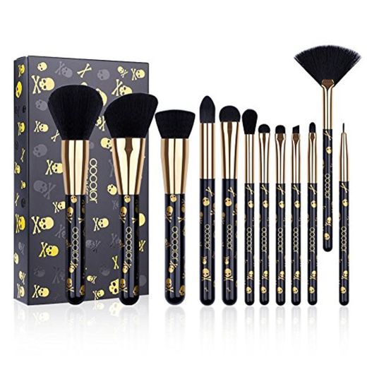 Docolor Makeup Brush Set,12Pcs Pro Goth Makeup Brushes Face Powder Foundation Blending