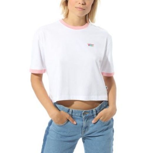 T-shirt Vintage curta com corte largo para júnior | Branco | Vans