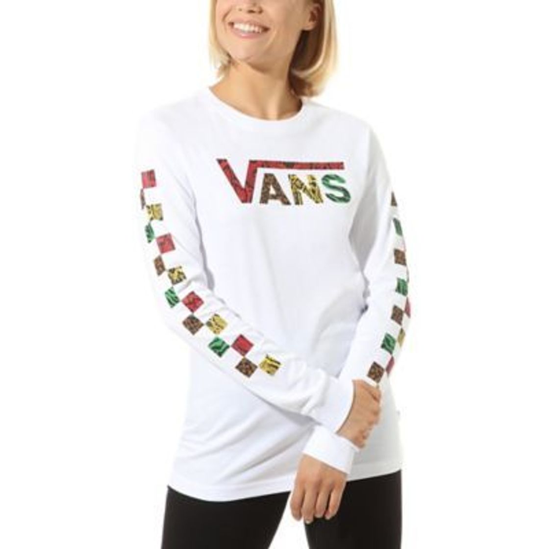 Moda T-shirt de manga comprida Jungle Creek | Branco | Vans