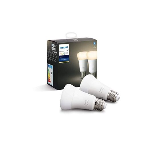 Philips Hue White Pack de 2 bombillas LED inteligentes E27, luz blanca