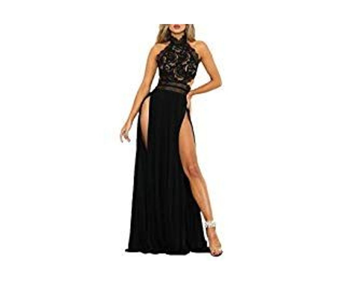 Social Mujer Maxi Vestido Sexy Sin Mangas Cabestro Backless División Cordón Sólido Fiesta