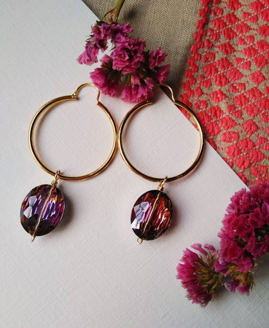 Social Aretes de chapa de oro y cristal 