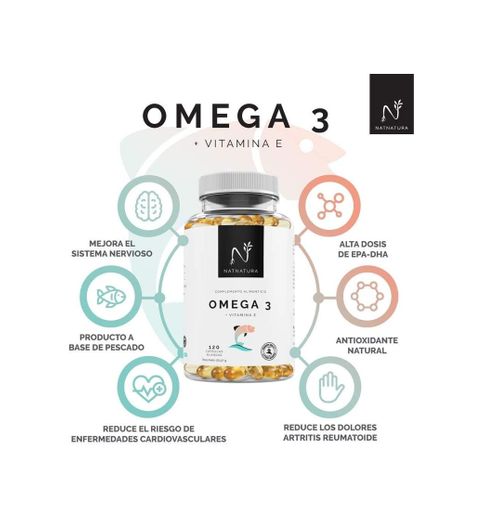 Omega 3+Vitamina E. Alta dosis de ácidos grasos Omega 3