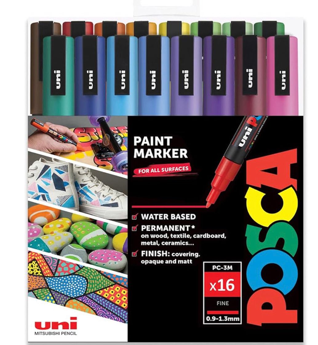 Moda Posca Para colorir - PC-3M espectro completo conjunto de 16 - IN 2 caixas de presente