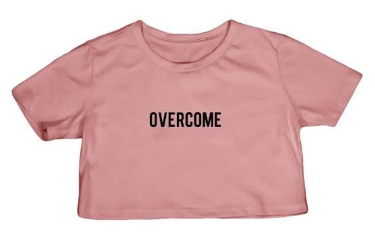 Moda Cropped Overcome "Logo Box" Rosa