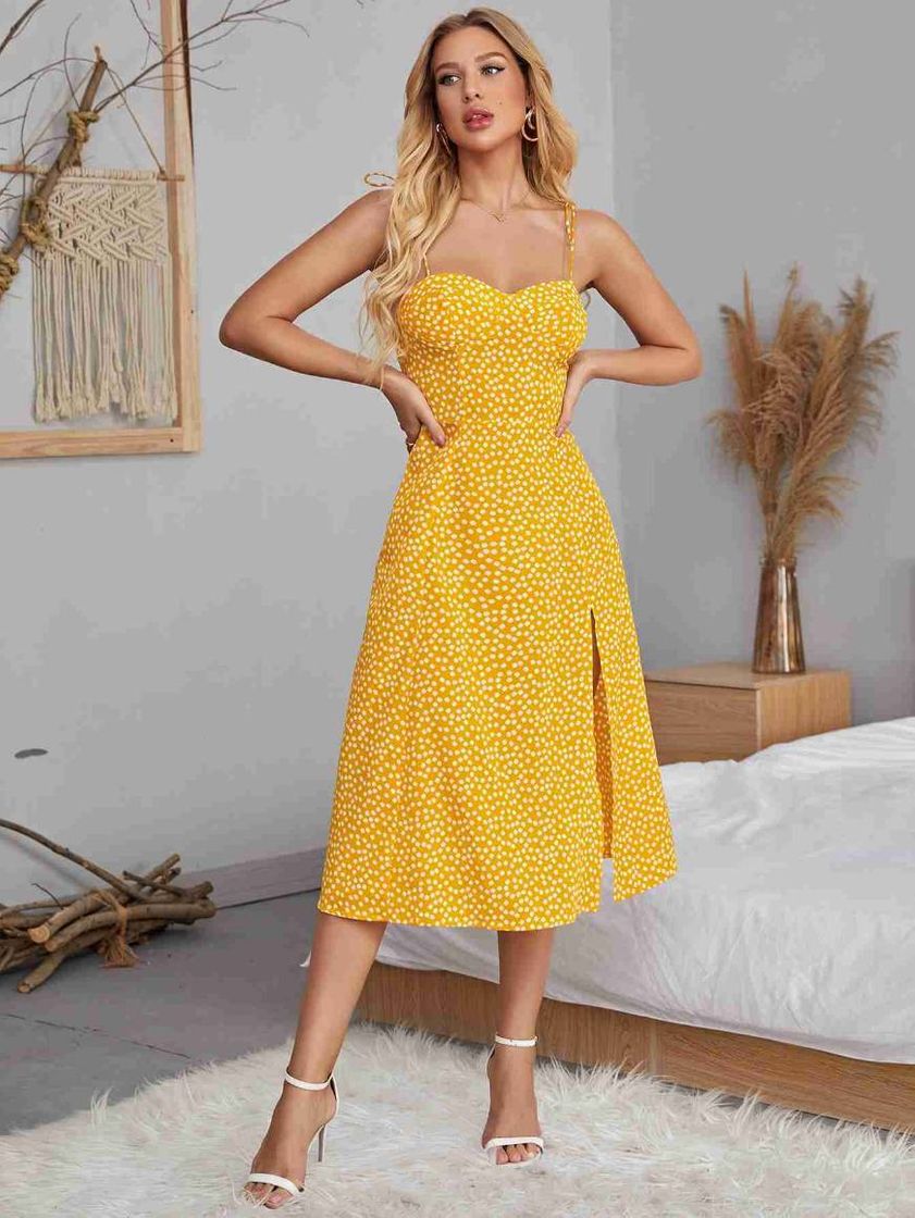 Moda SHEIN Amarelo Nó Florzinha Boho vestido