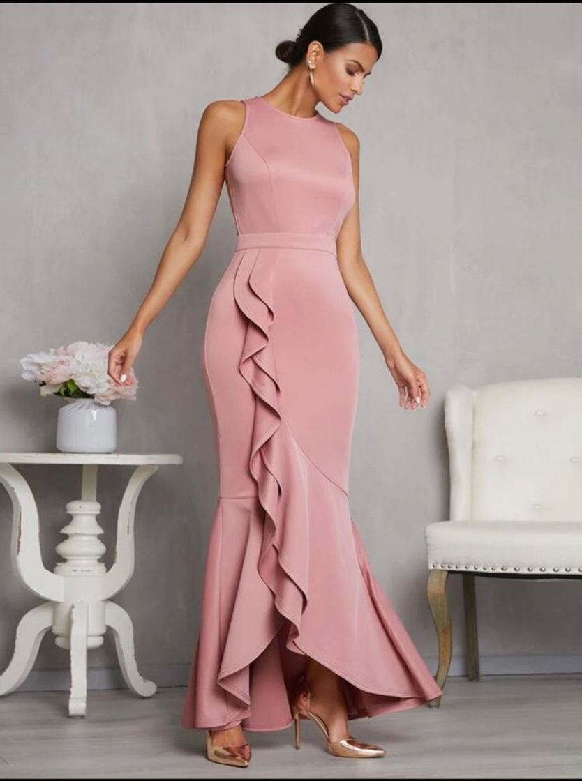 Social Vestido longo SHEIN Glamour Rosa Sofisticado para festa