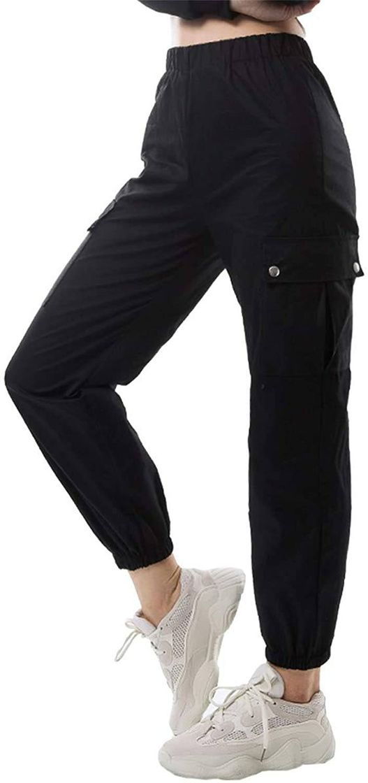 Moda Pantalones para mujer Cargo Jogger holgados de talle alto