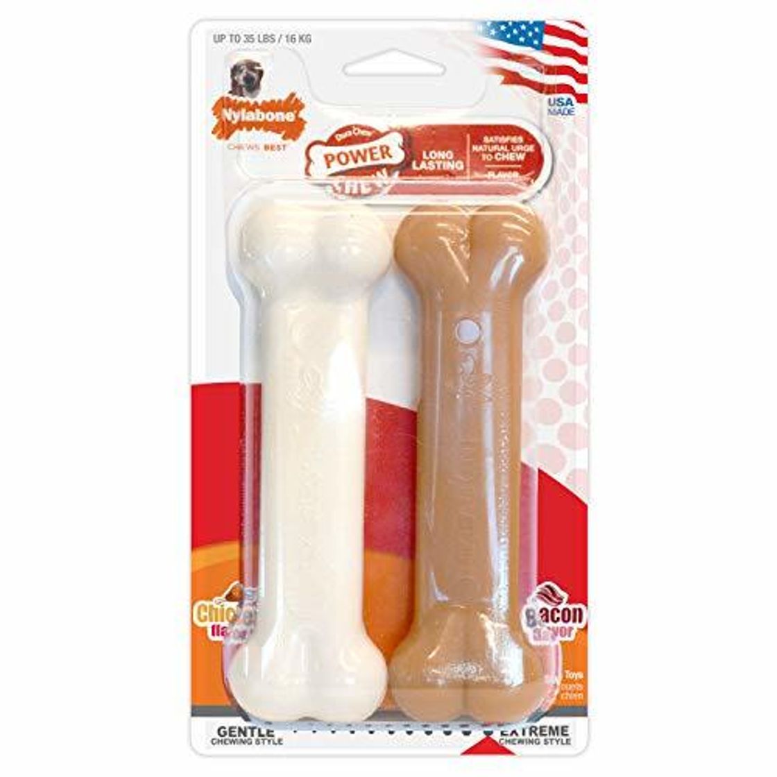 Social Nylabone - Juego de 2 Juguetes para Masticar Resistentes para Perros