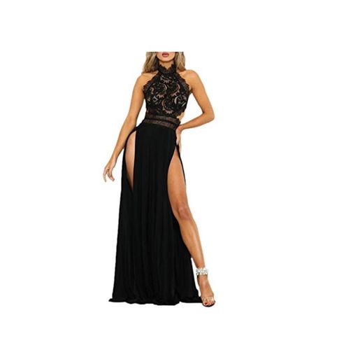 Mujer Maxi Vestido Sexy Sin Mangas Cabestro Backless División Cordón Sólido Fiesta