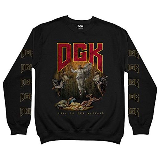 DGK Men's Hail Crew Fleece Long Sleeve Sweatshirt Black XL