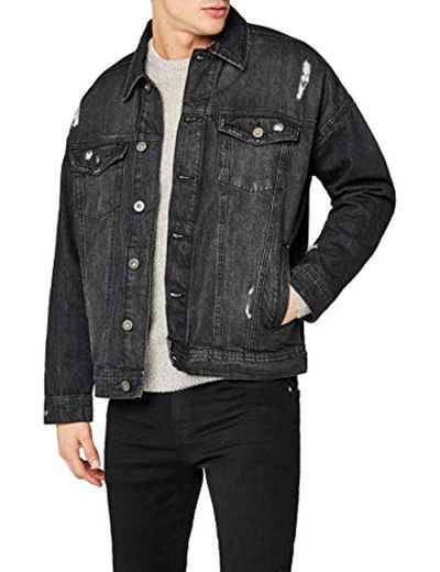 Urban Classics Ripped Denim Jacket Chaqueta, Negro