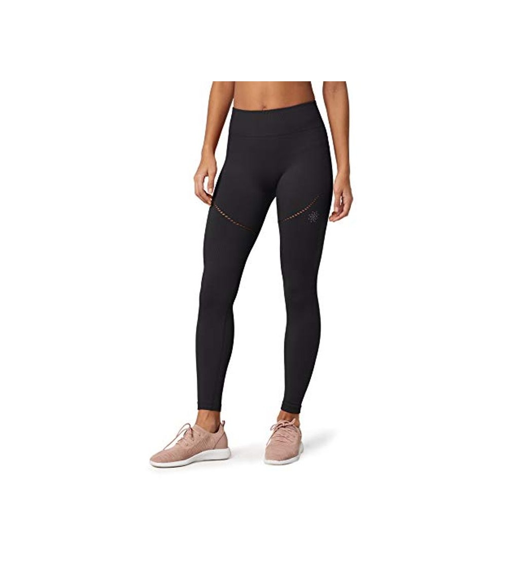 Moda Marca Amazon - AURIQUE Mallas de Deporte sin Costuras Mujer, Negro