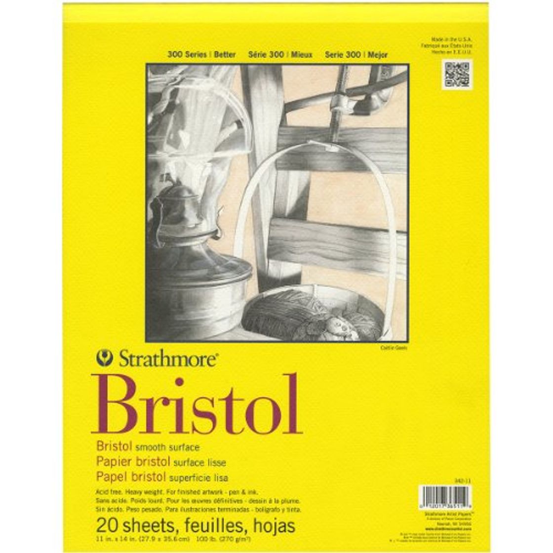 Productos Pro-Art Papel Papel Liso de Bristol Strathmore Pad 11 x 35