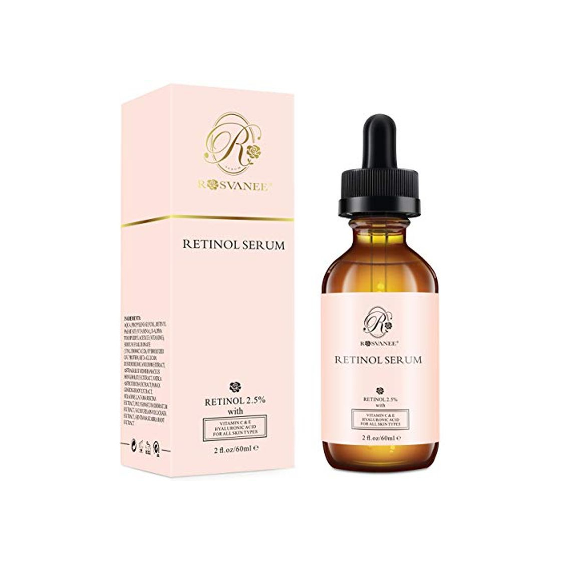 Beauty ROSVANEE Serum Retinol para Cara 60ml - Alta Dosis con 2.5% Retinol