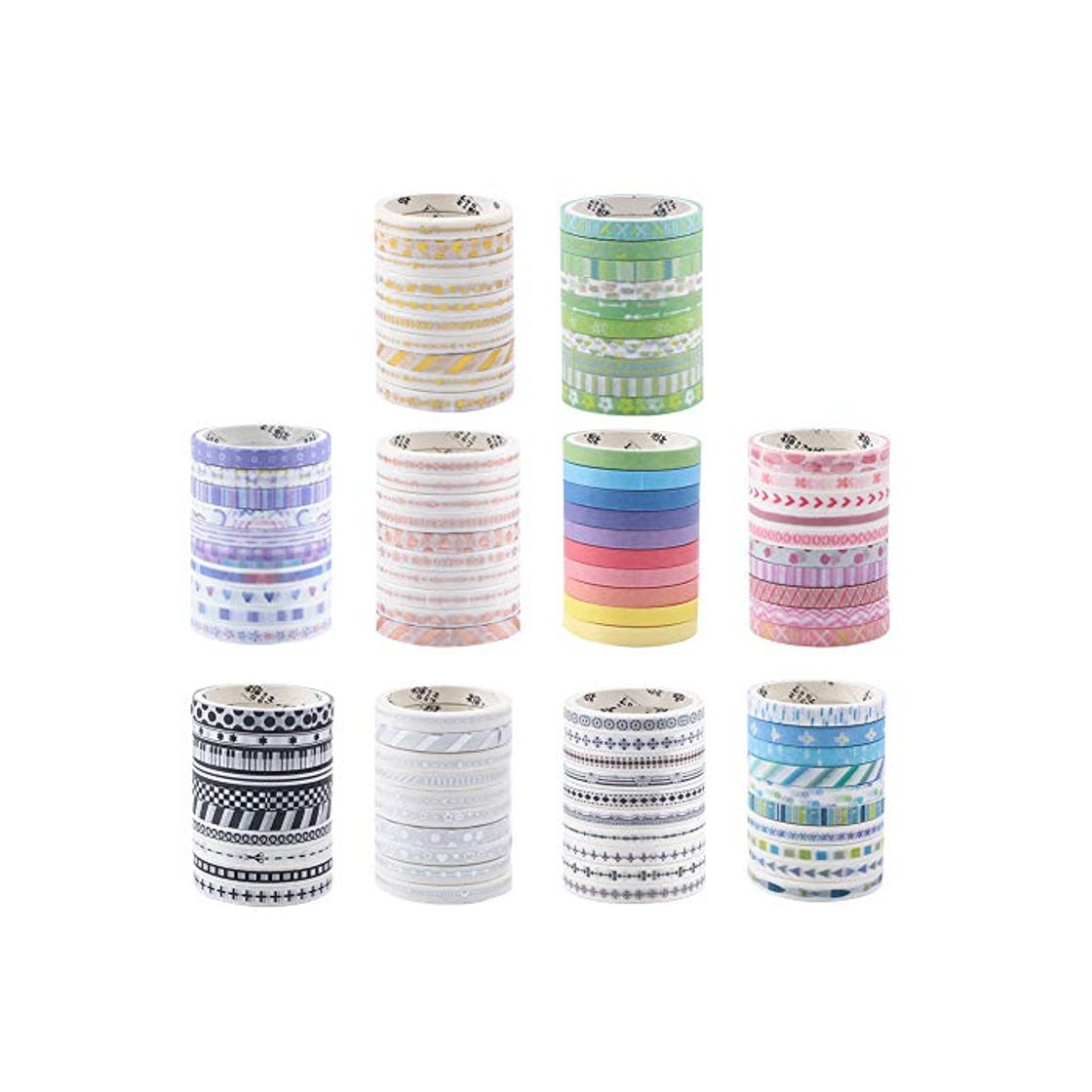 Social Hileyu Washi Tape Set, 100 rolls Decorative Washi Masking Tape, Multipattern Masking