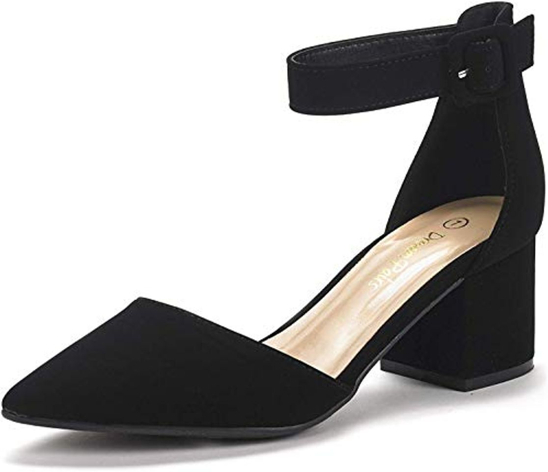 Social Dream Pairs Annee Zapatos de Tacón Bajo Nubuck para Mujer Negro 41.5