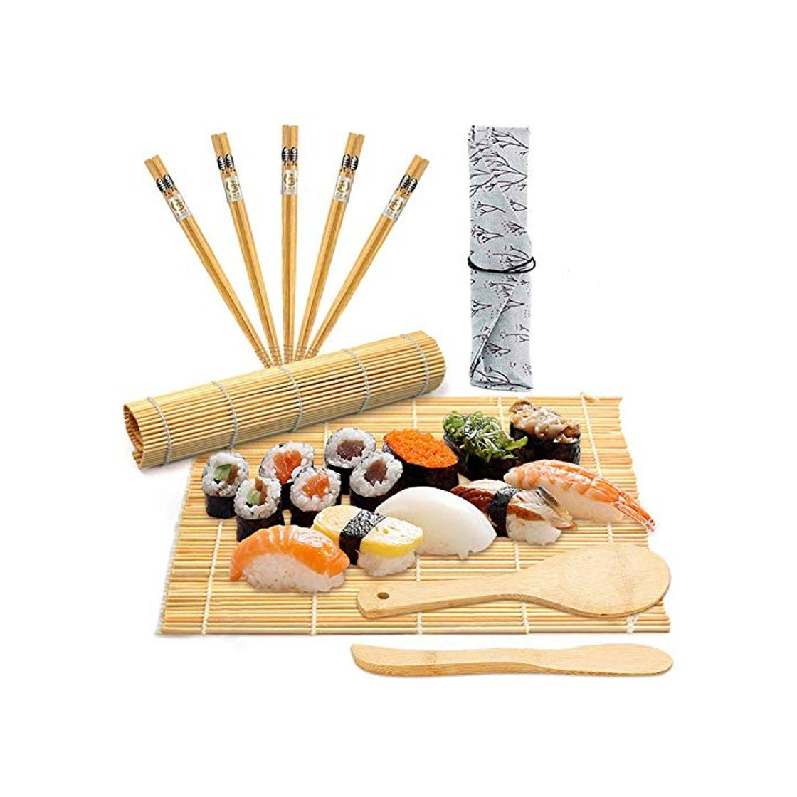 Home BESTZY 10pcs Kit para Hacer Sushi de Bambú Preparar Sushi Fácil Y