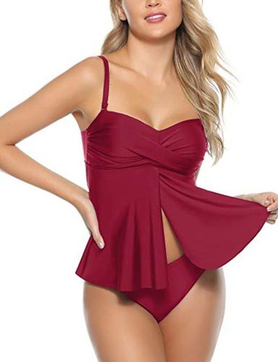 Aibrou Dama Tankini Trajes de Baño de 2 Piezas