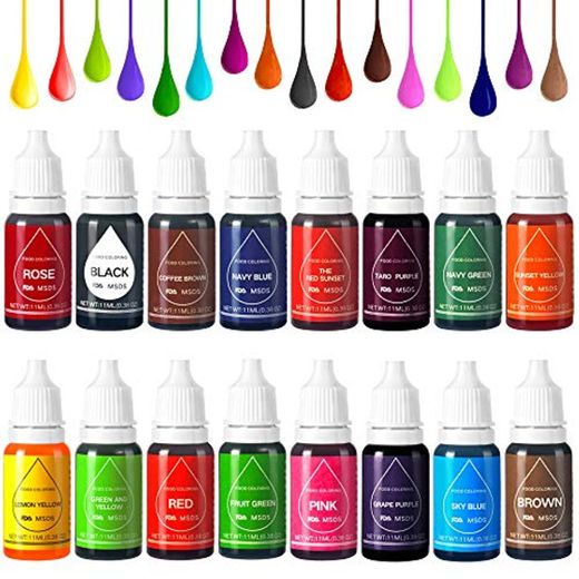Colorante Alimentario Liquido Food Dye Coloring Set 16x11ml