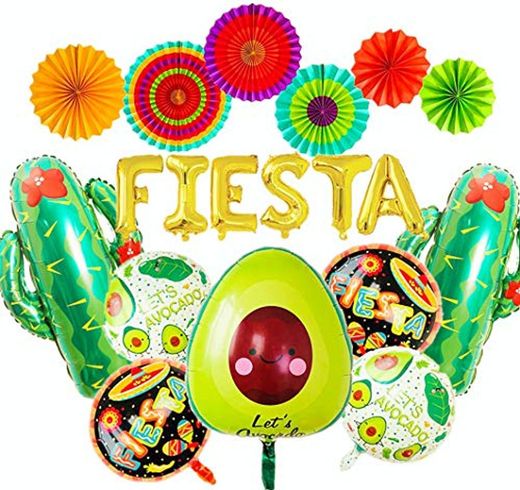 JeVenis Set de 14 Decoración de fiesta mexicana Decoración de fiesta Fiesta Globos de fiesta Globos de cactus Suministros de fiesta Fiesta