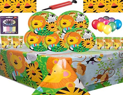 Jungle Animal Party Supplies Vajilla para 16 niños Fiesta de cumpleaños