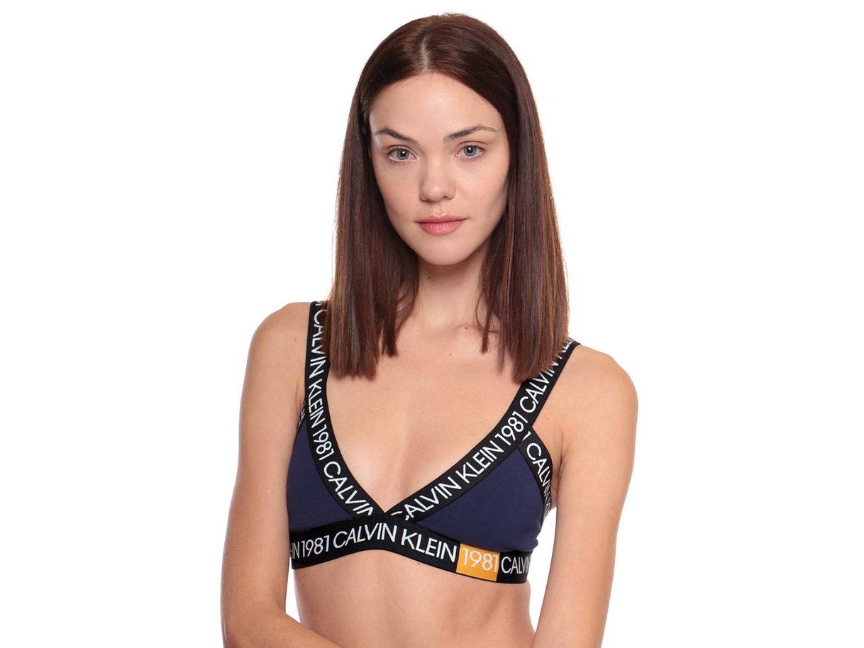 Moda Bralette Calvin Klein morado con logotipo

