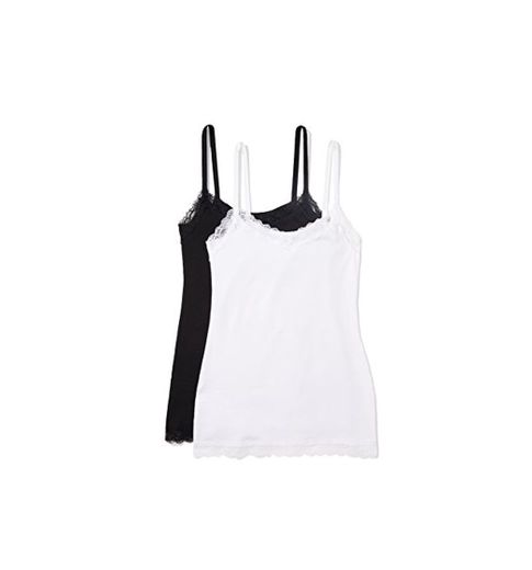 Marca Amazon - IRIS & LILLY Camiseta de Tirantes con Encaje Body