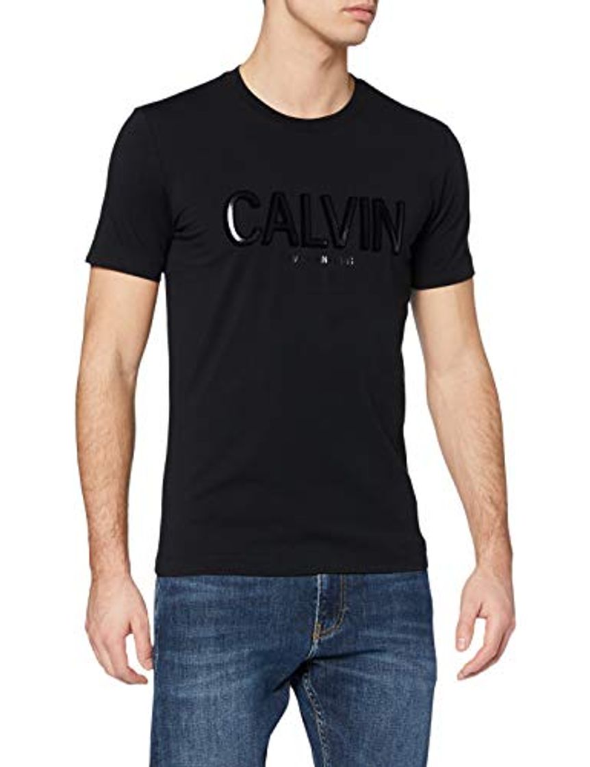 Product Calvin Klein Flock Calvin Slim Stretch tee Camisa, CK Negro