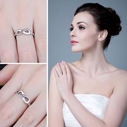 JewelryPalace Anillo infinito Amor Eterno de Circonia Cúbica Aniversario Promesa de Plata